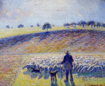 カミーユ・ピサロ Painting - 羊飼いと羊 1888年 カミーユ・ピサロ